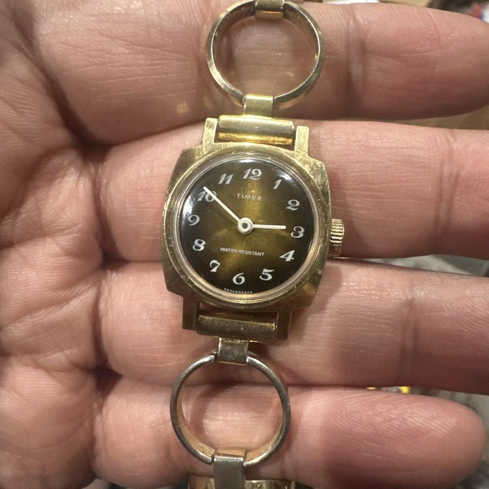 Works‎ Antique Timex Women's Watch Manual Wind Sunburst Dial Gold 21mm Fit 6.5"